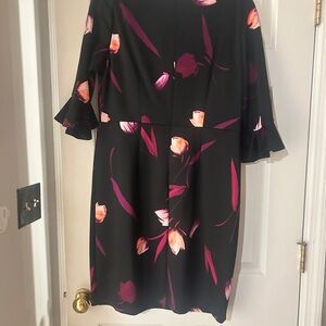 Nine West Black Dress with Pink Floral Design